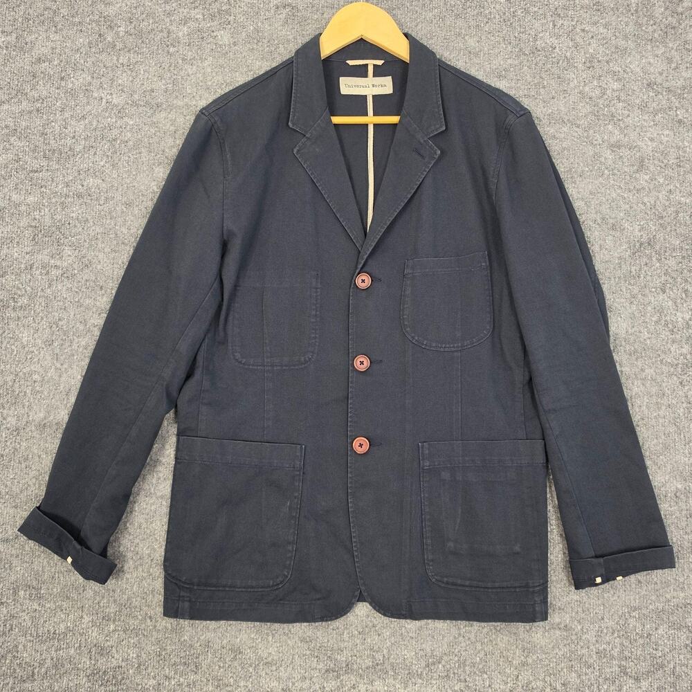Universal Works Blazer Mens L Jacket Overshirt Chore Shacket Navy Unstructured